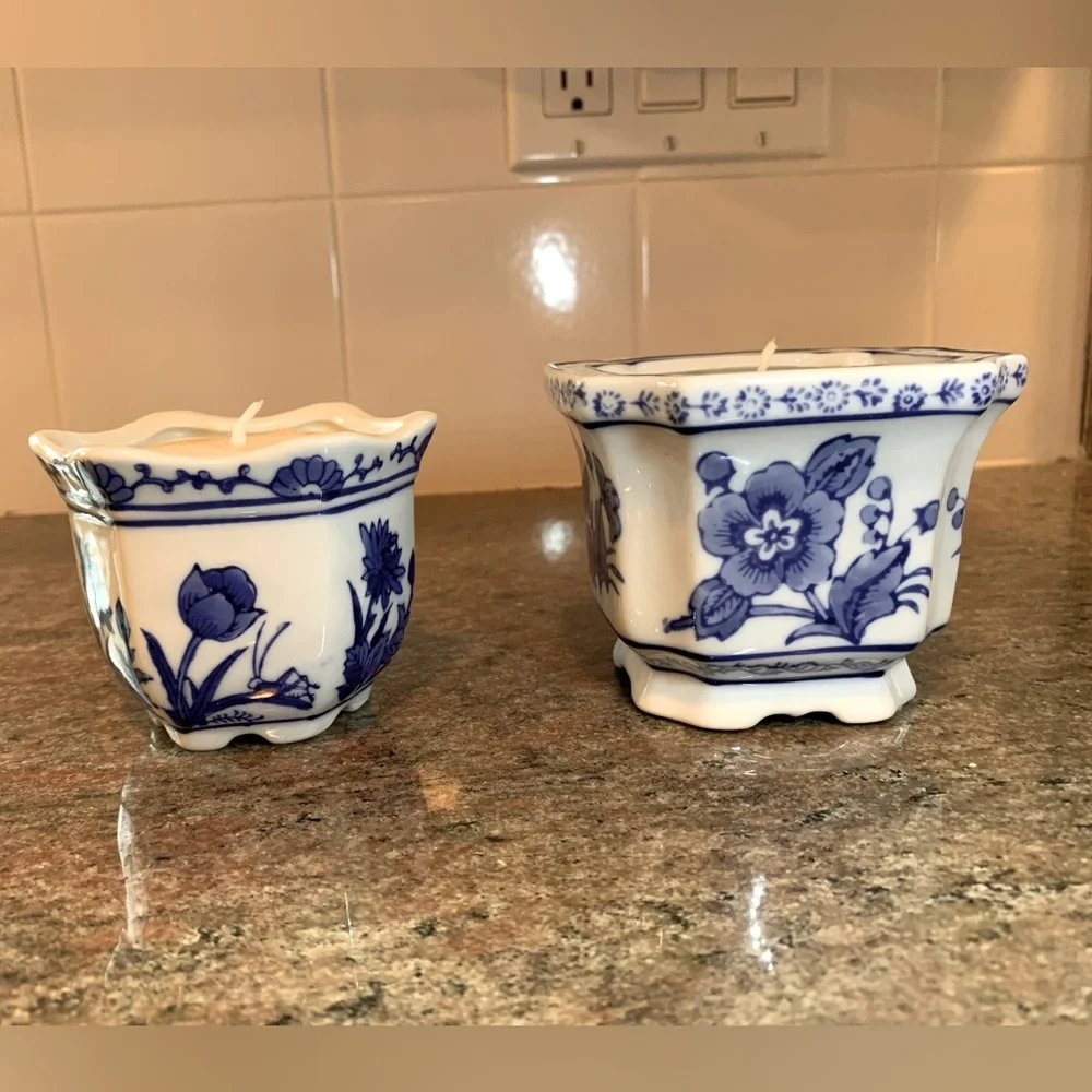 Bombay of China Cobalt Blue & White Candle holders